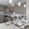 a kitchen with a marble counter top