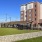 a small park area in front of a building