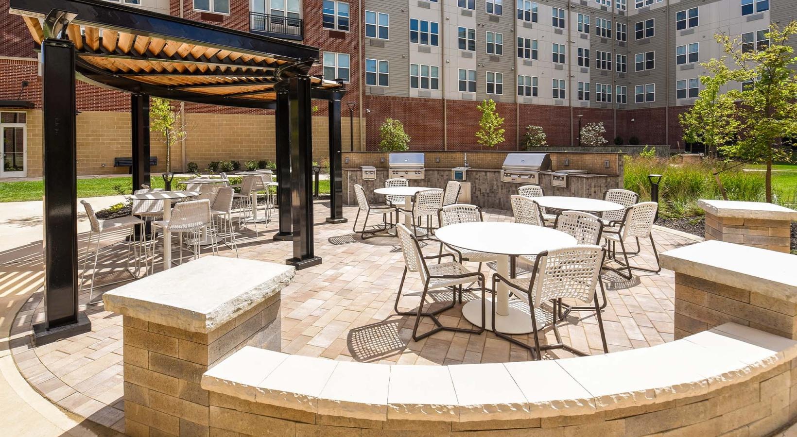 Take advantage of all SilverLake has to offer a group of tables and chairs outside