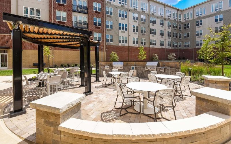 Take advantage of all SilverLake has to offer a group of tables and chairs outside